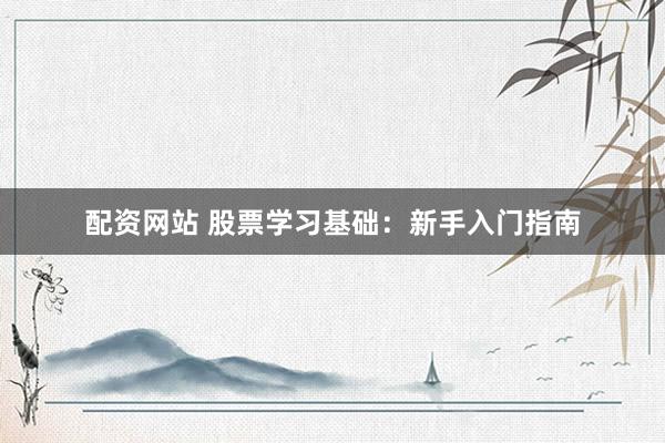 配资网站 股票学习基础：新手入门指南