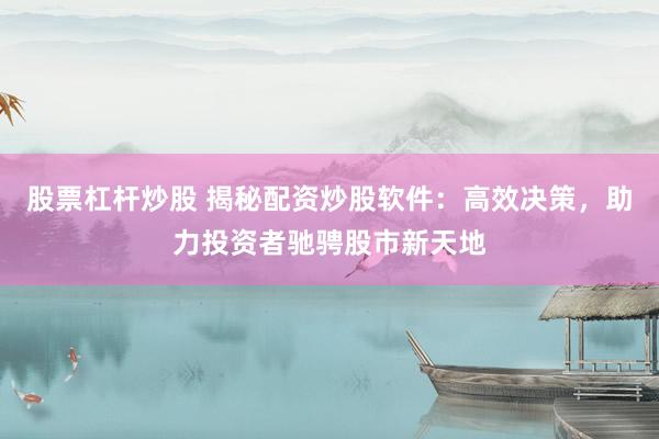 股票杠杆炒股 揭秘配资炒股软件：高效决策，助力投资者驰骋股市新天地