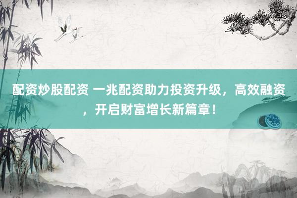 配资炒股配资 一兆配资助力投资升级，高效融资，开启财富增长新篇章！