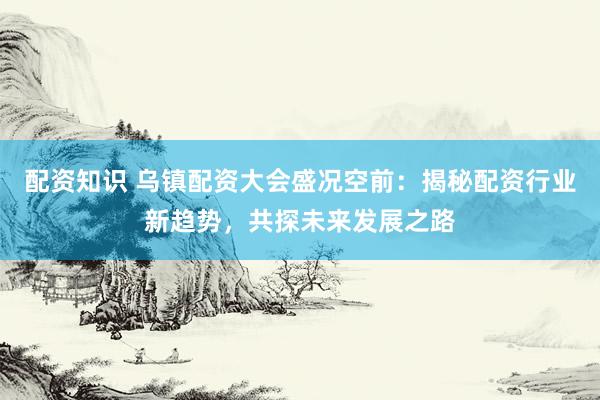 配资知识 乌镇配资大会盛况空前：揭秘配资行业新趋势，共探未来发展之路