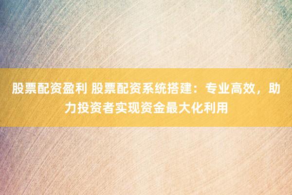 股票配资盈利 股票配资系统搭建：专业高效，助力投资者实现资金最大化利用