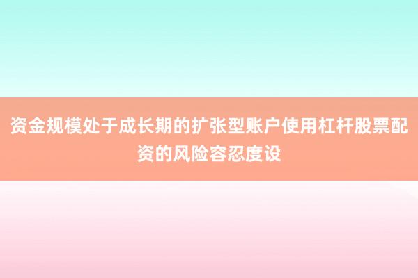 资金规模处于成长期的扩张型账户使用杠杆股票配资的风险容忍度设