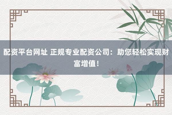 配资平台网址 正规专业配资公司：助您轻松实现财富增值！