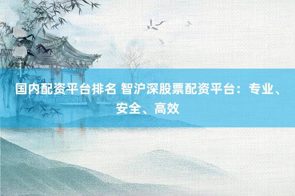 国内配资平台排名 智沪深股票配资平台：专业、安全、高效