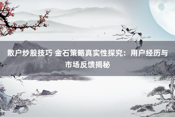散户炒股技巧 金石策略真实性探究：用户经历与市场反馈揭秘