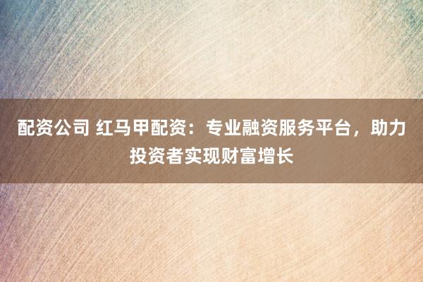 配资公司 红马甲配资：专业融资服务平台，助力投资者实现财富增长